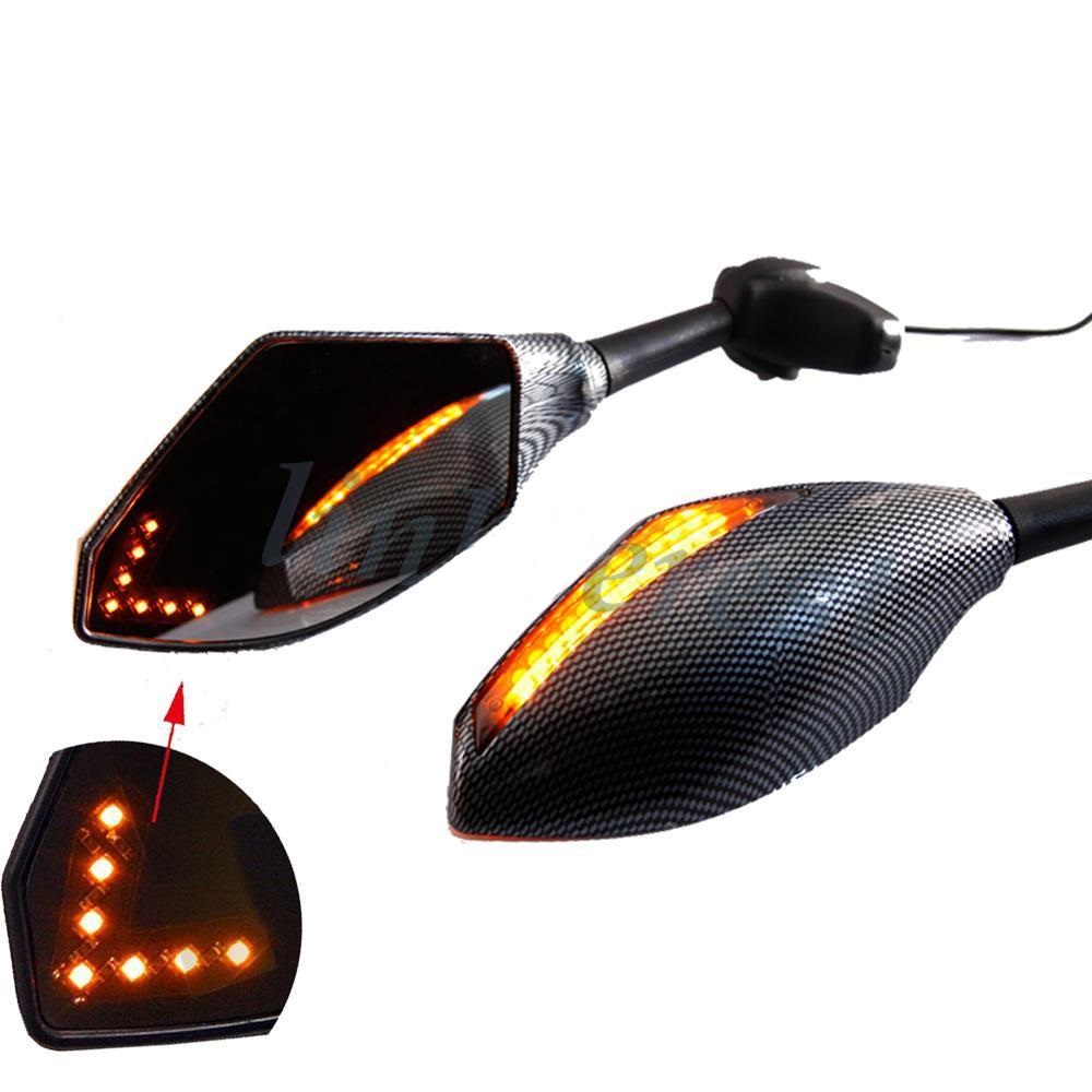 Universal Dual LED Turn Signals Integrated Carbon Mirrors